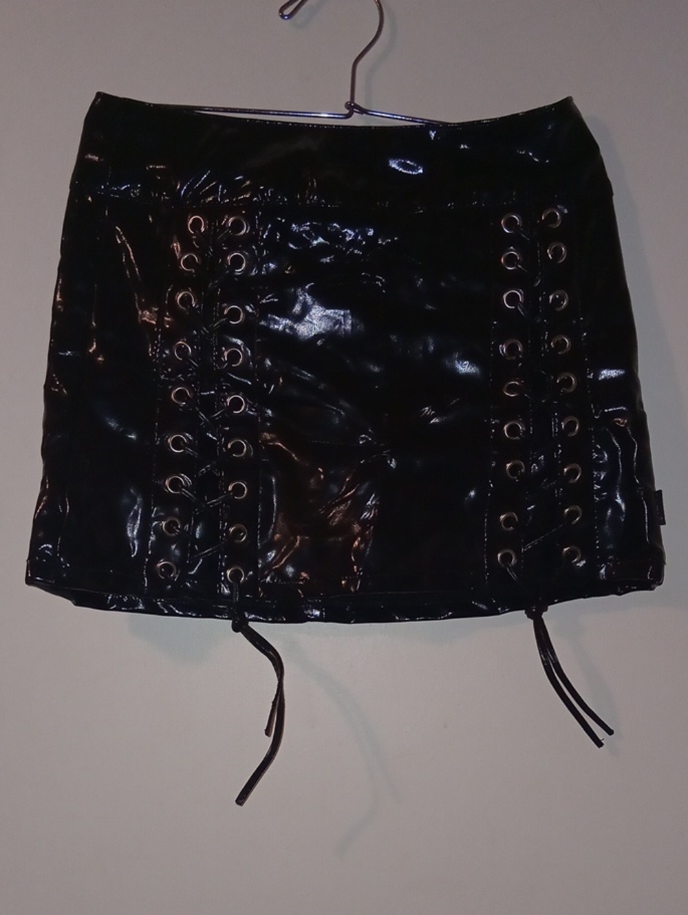 Tripp NYC Black Lace-Up Vinyl Mini Skirt